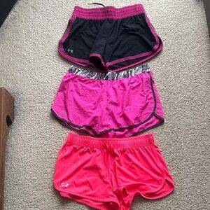 Under Armour Women's Black and Pink Athletic Shorts Trio